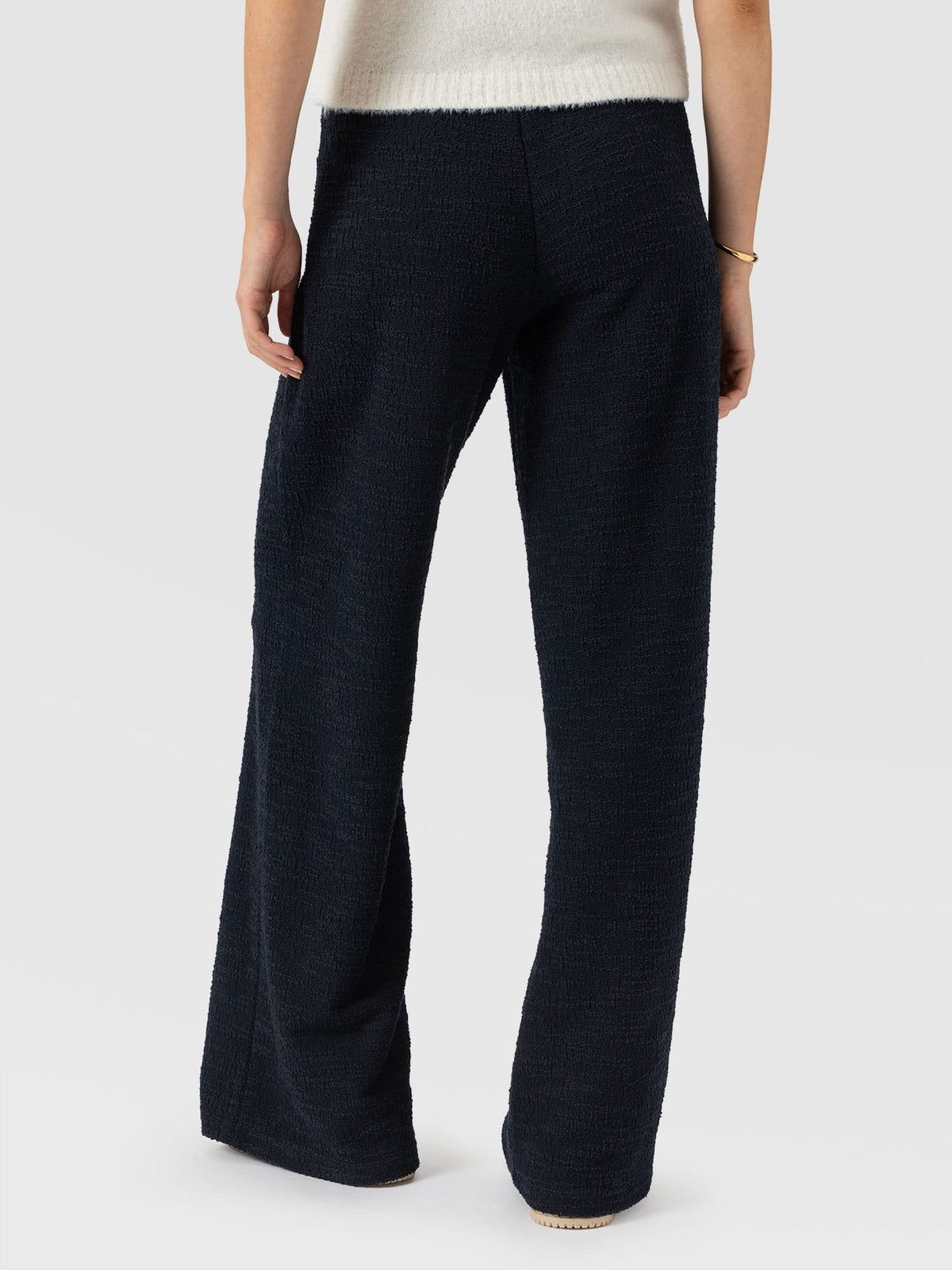 Keller Wide Leg Pant - Navy Boucle