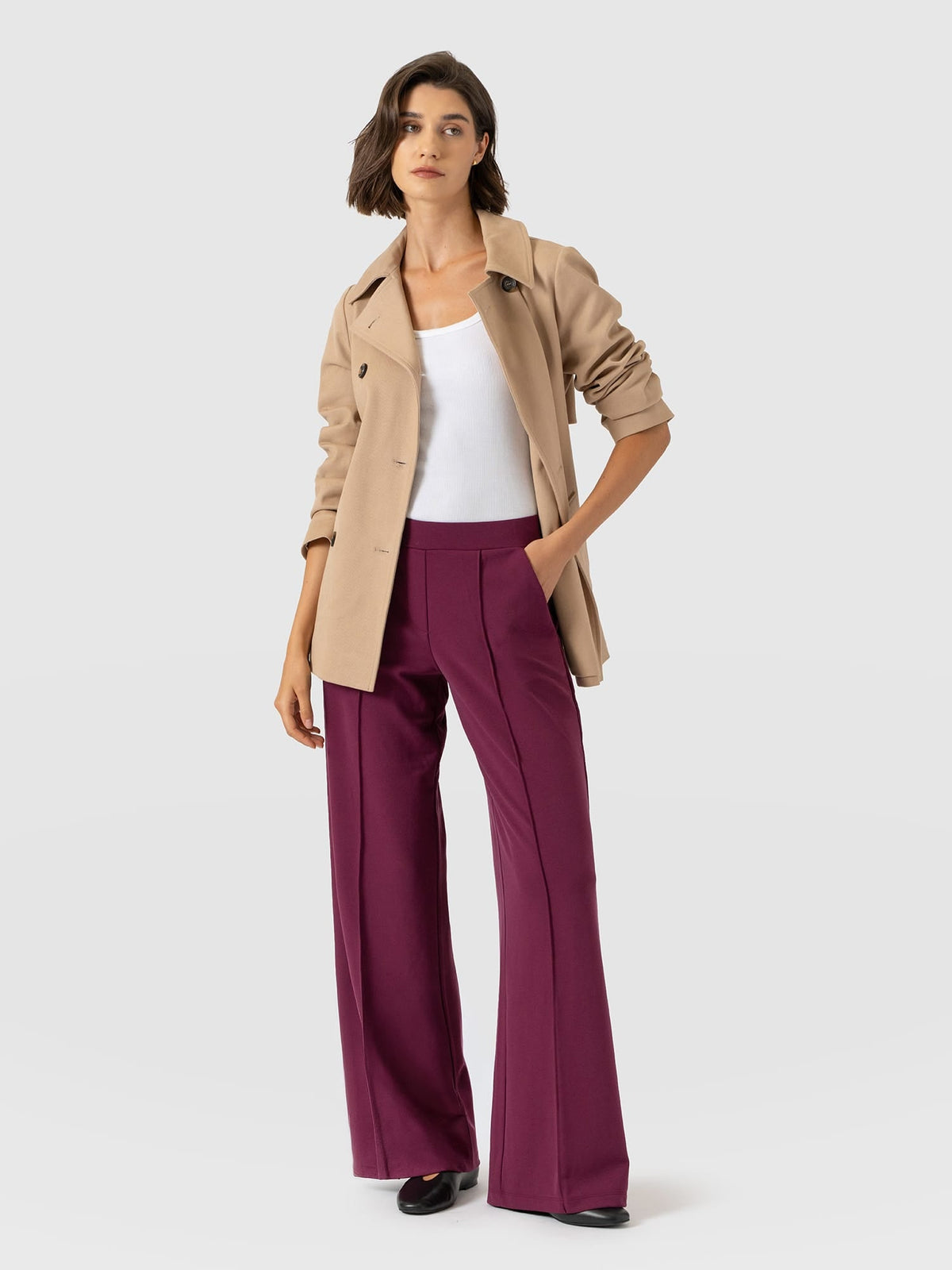 Keller Wide Leg Pant - Plum