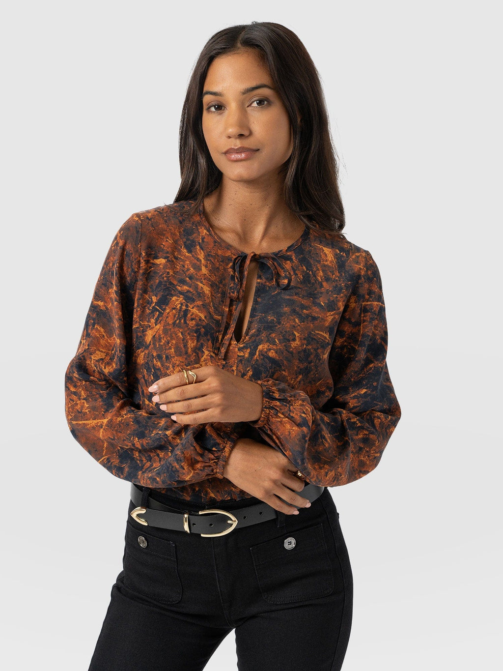 Kristen Blouse - Brown Marble