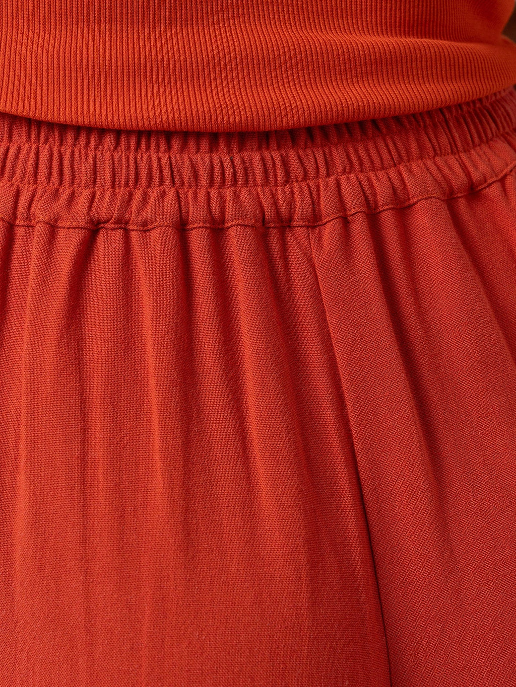 Corinne Wide Leg Linen Pant - Burnt Orange