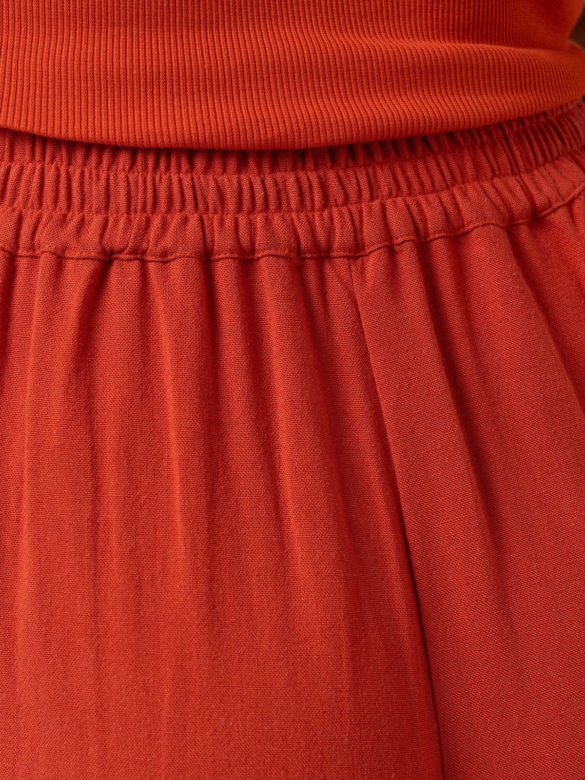 Corinne Wide Leg Linen Pant - Burnt Orange