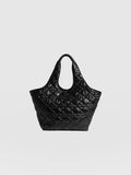 Large Stella Quilted Shoulder Tote Bag - Black