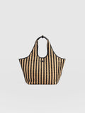 Large Stella Shoulder Tote Bag - Black Raffia
