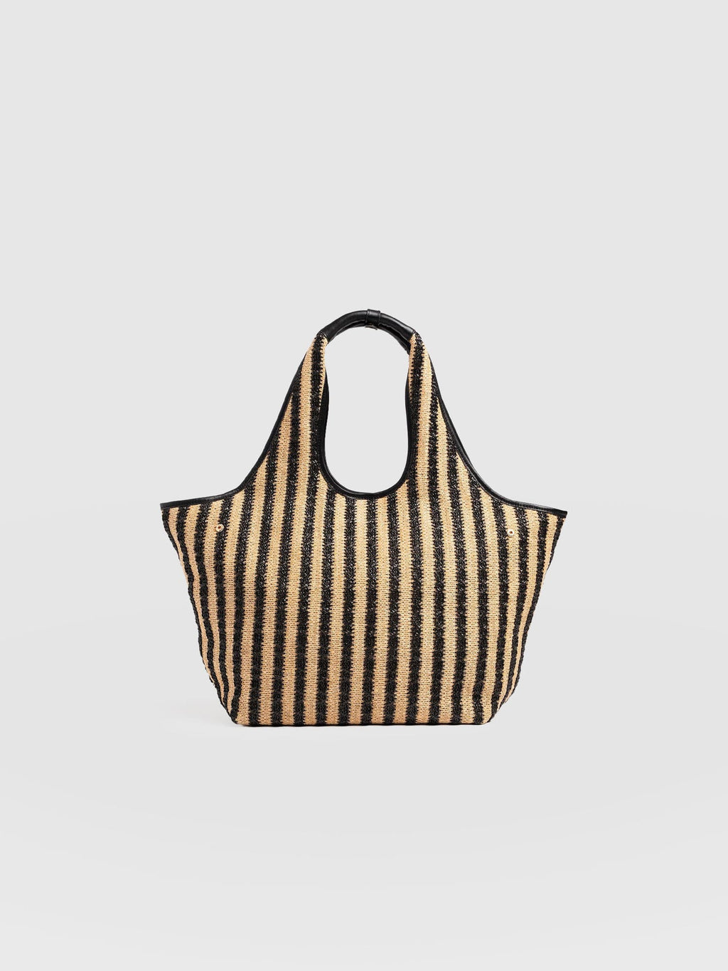 Large Stella Shoulder Tote Bag - Black Raffia