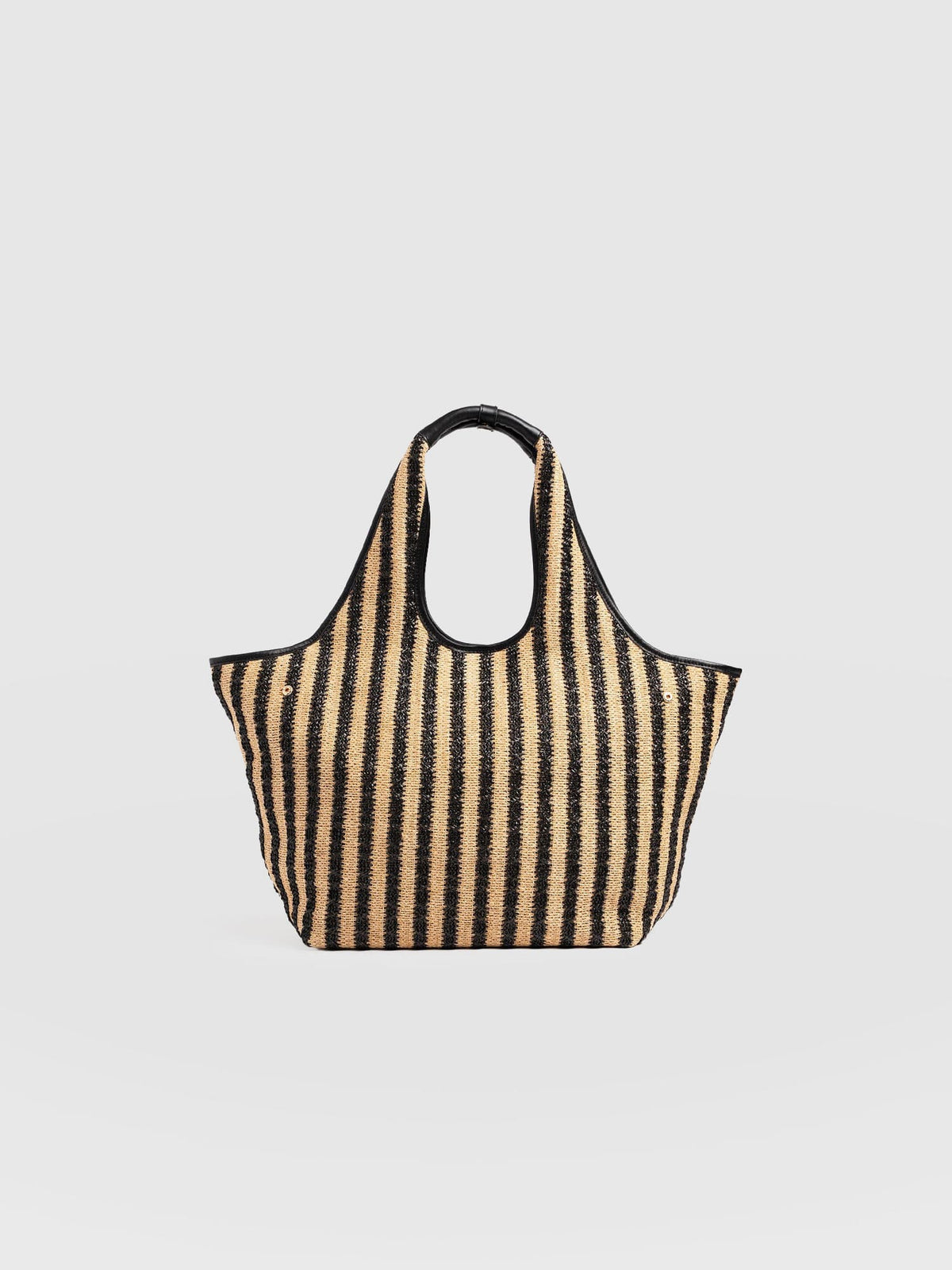 Large Stella Shoulder Tote Bag - Black Raffia