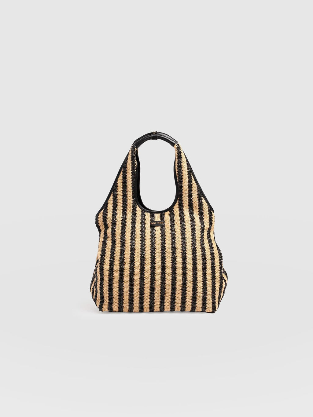 Large Stella Shoulder Tote Bag - Black Raffia