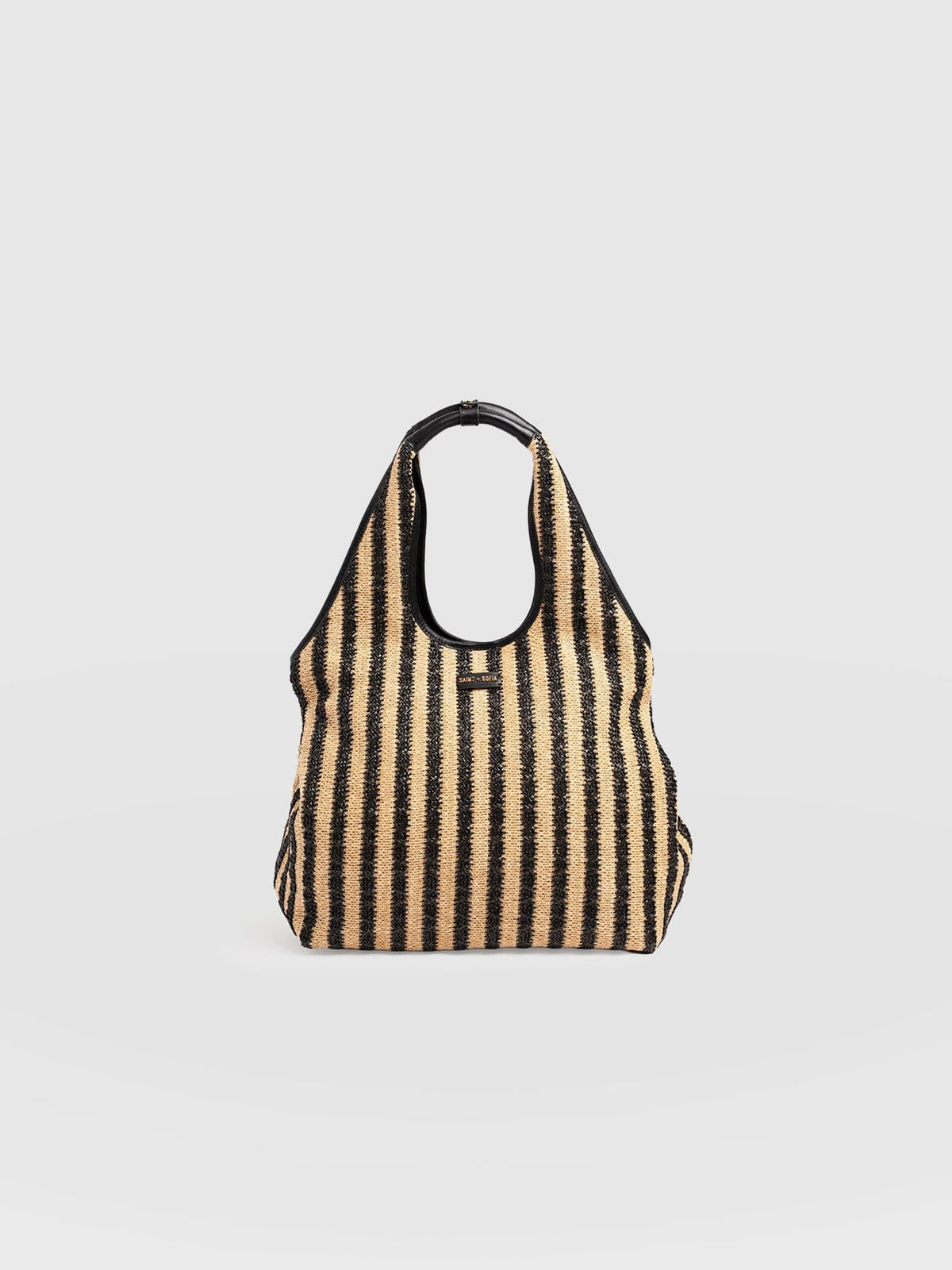 Large Stella Shoulder Tote Bag - Black Raffia