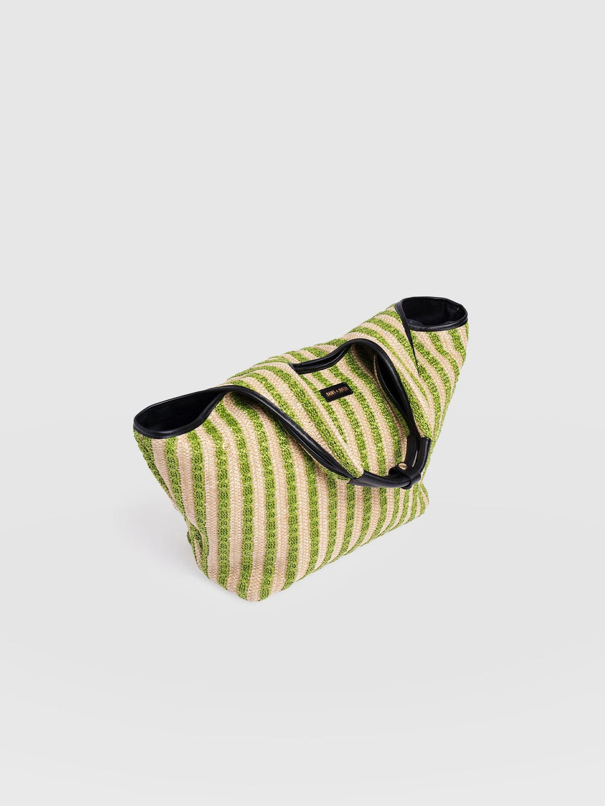 Large Stella Shoulder Tote Bag - Green Raffia