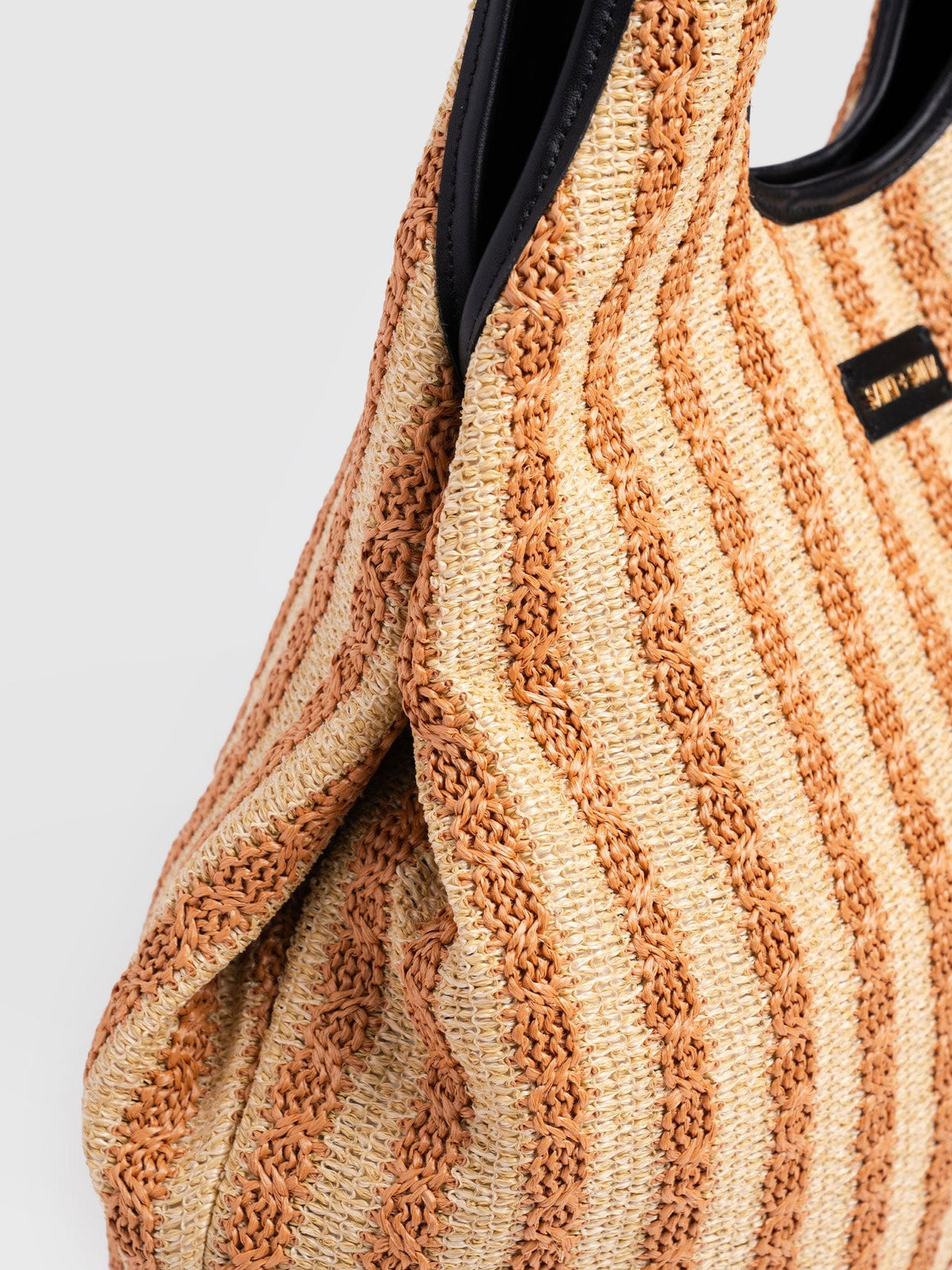 Large Stella Shoulder Tote Bag - Orange Raffia