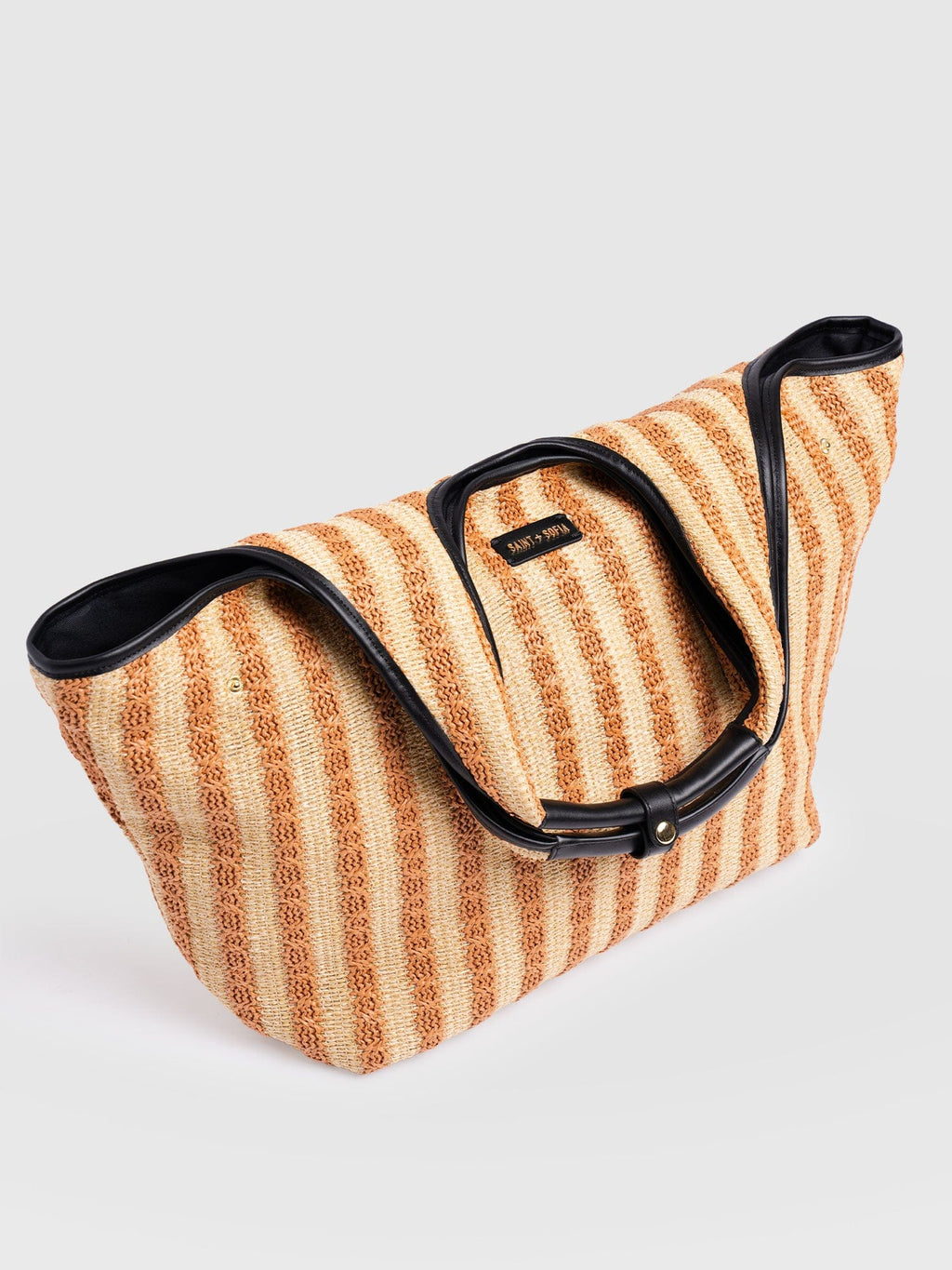 Large Stella Shoulder Tote Bag - Orange Raffia