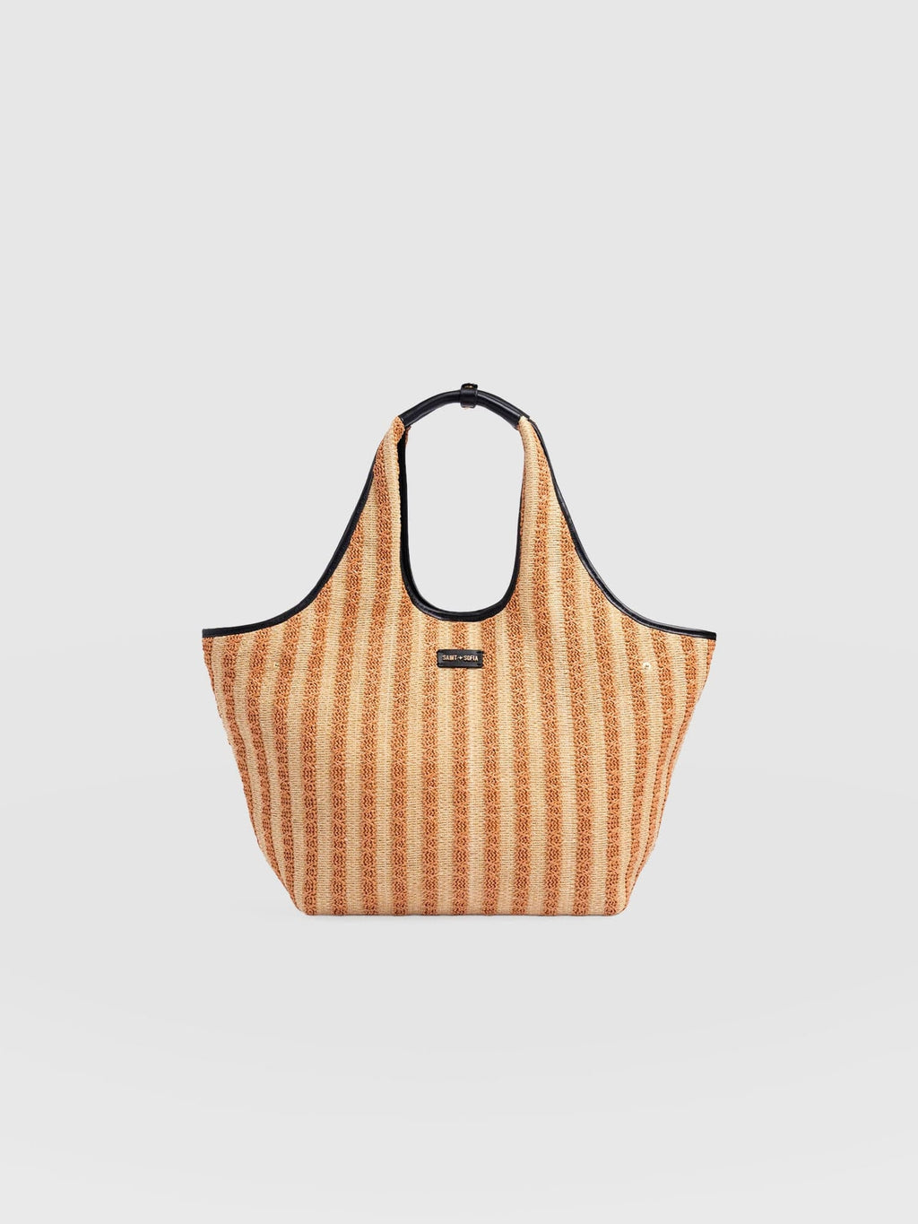 Large Stella Shoulder Tote Bag - Orange Raffia