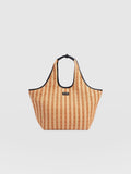 Large Stella Shoulder Tote Bag - Orange Raffia