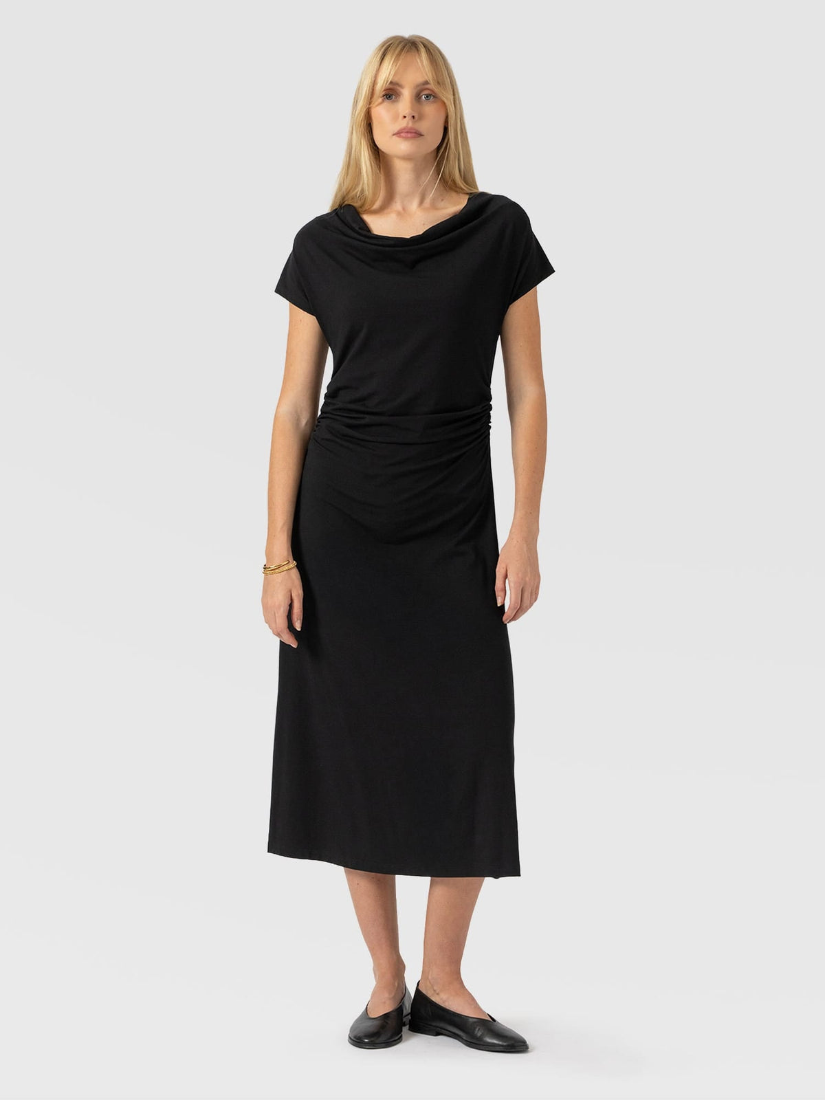 Laurie Cowl Neck Dress - Black