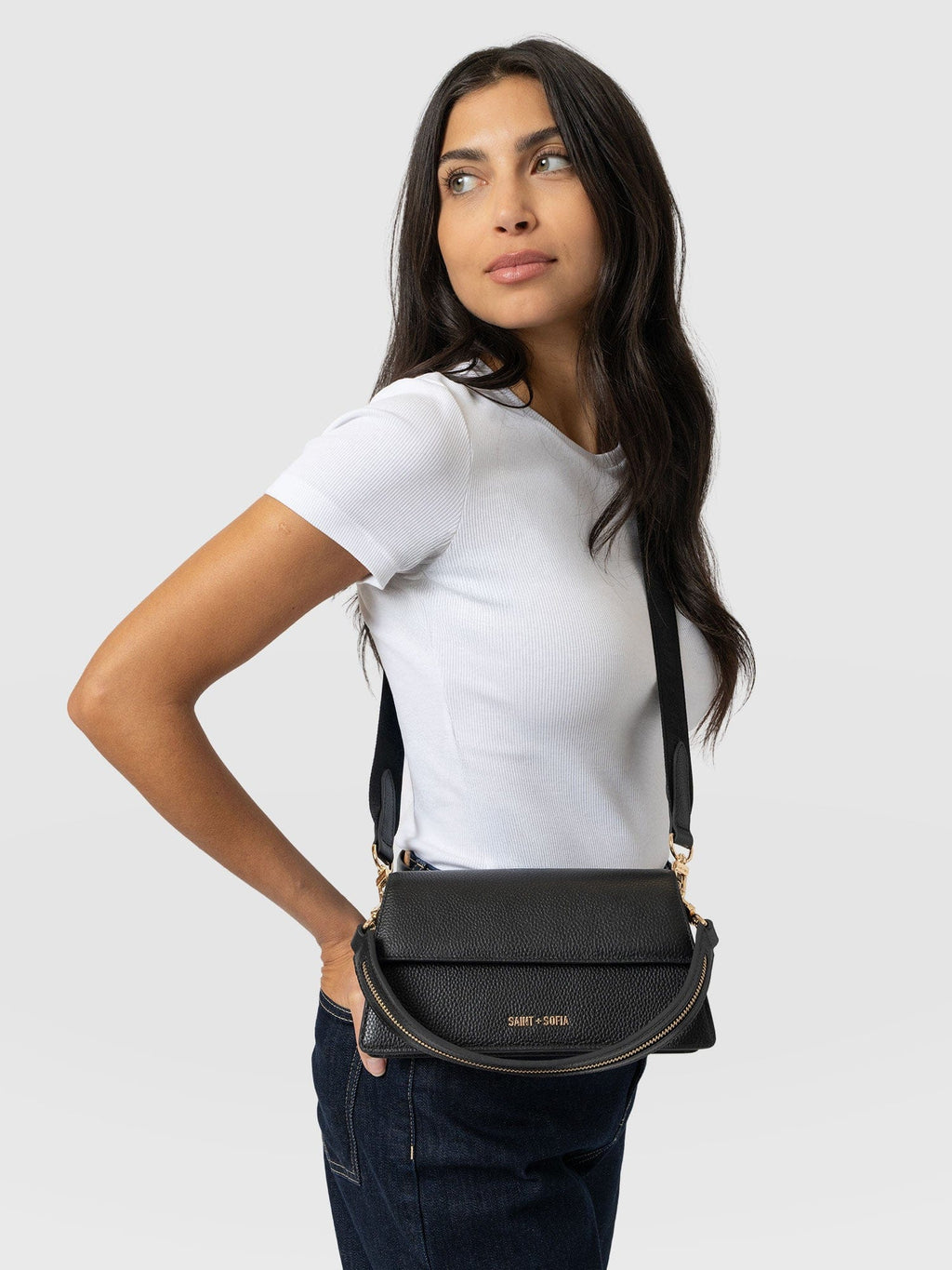 Lennox Half Flap Bag - Black