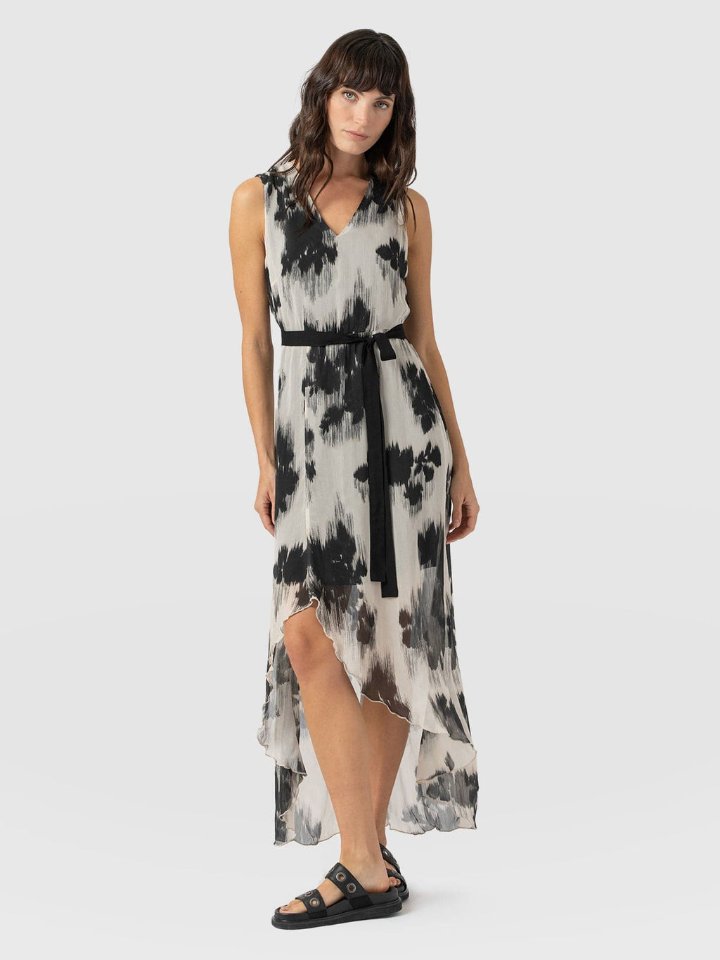 Lexi High Low Dress - White Fade Floral
