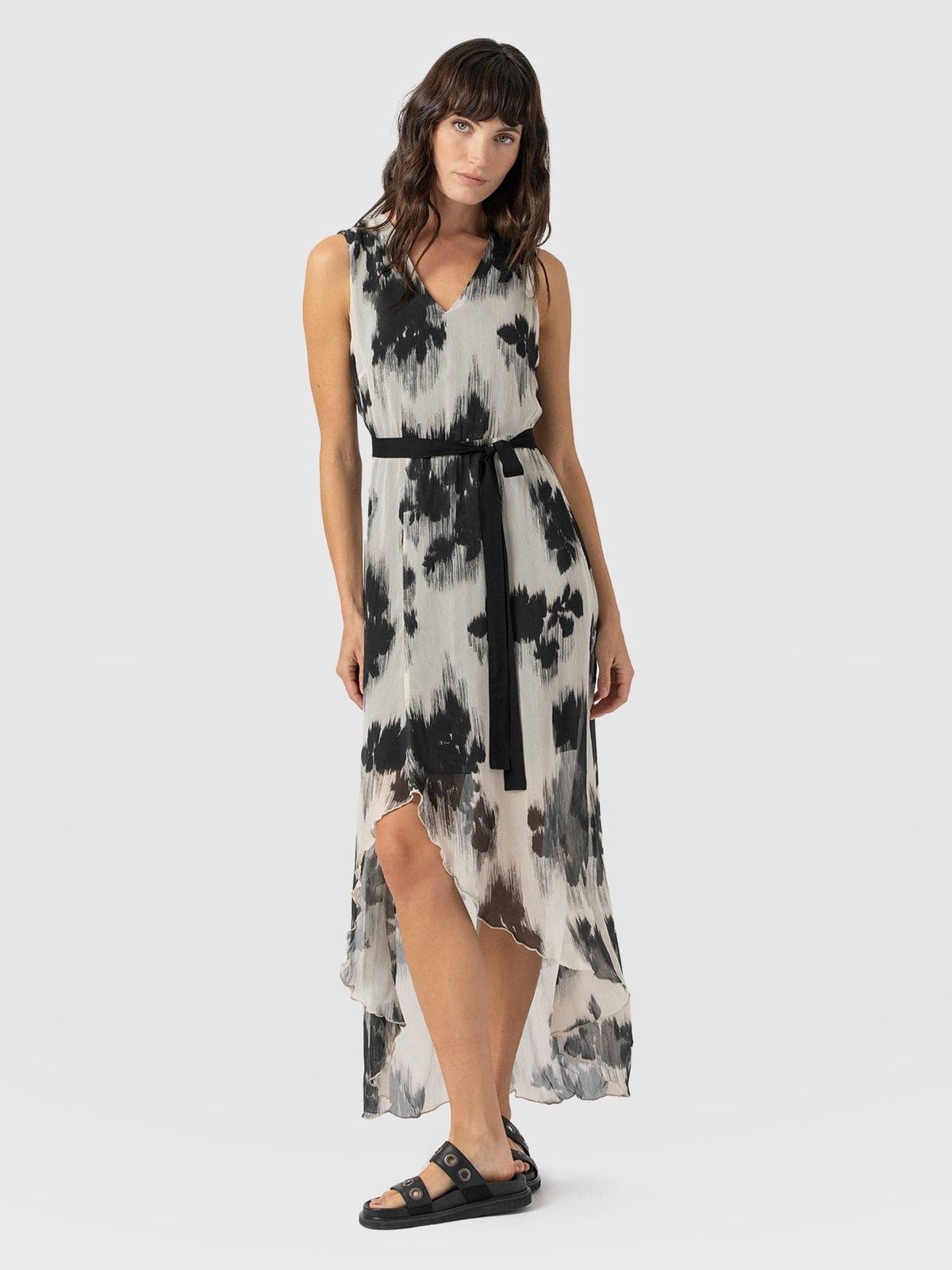 Lexi High Low Dress - White Fade Floral