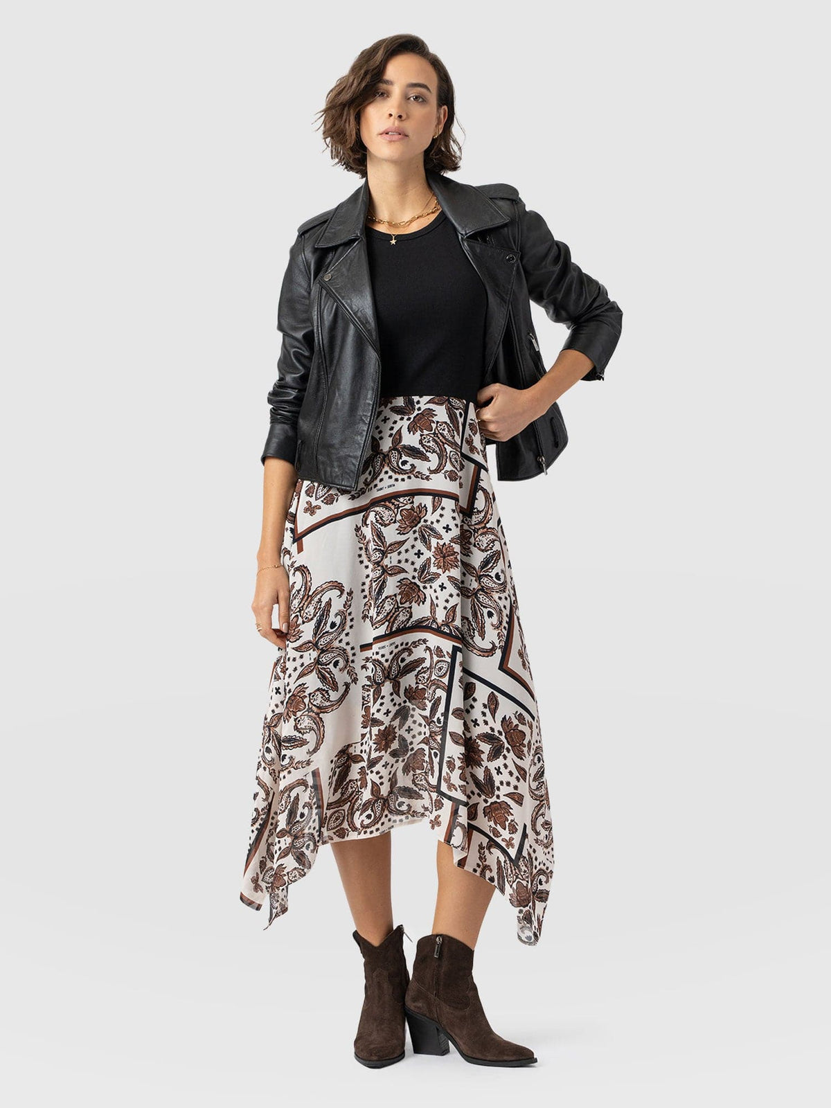 Lila Hanky Hem Dress - Cream Paisley