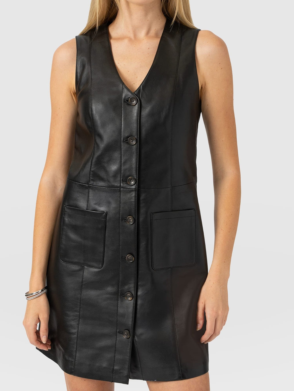 Luther Mini Dress - Black Leather