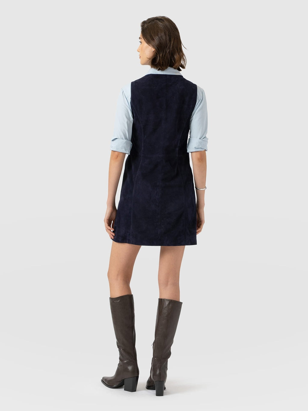 Luther Mini Dress - Navy Suede
