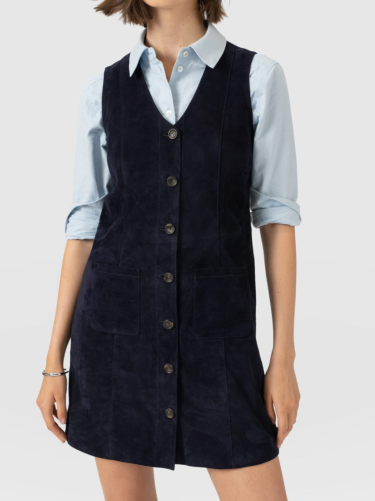 Luther Mini Dress - Navy Suede