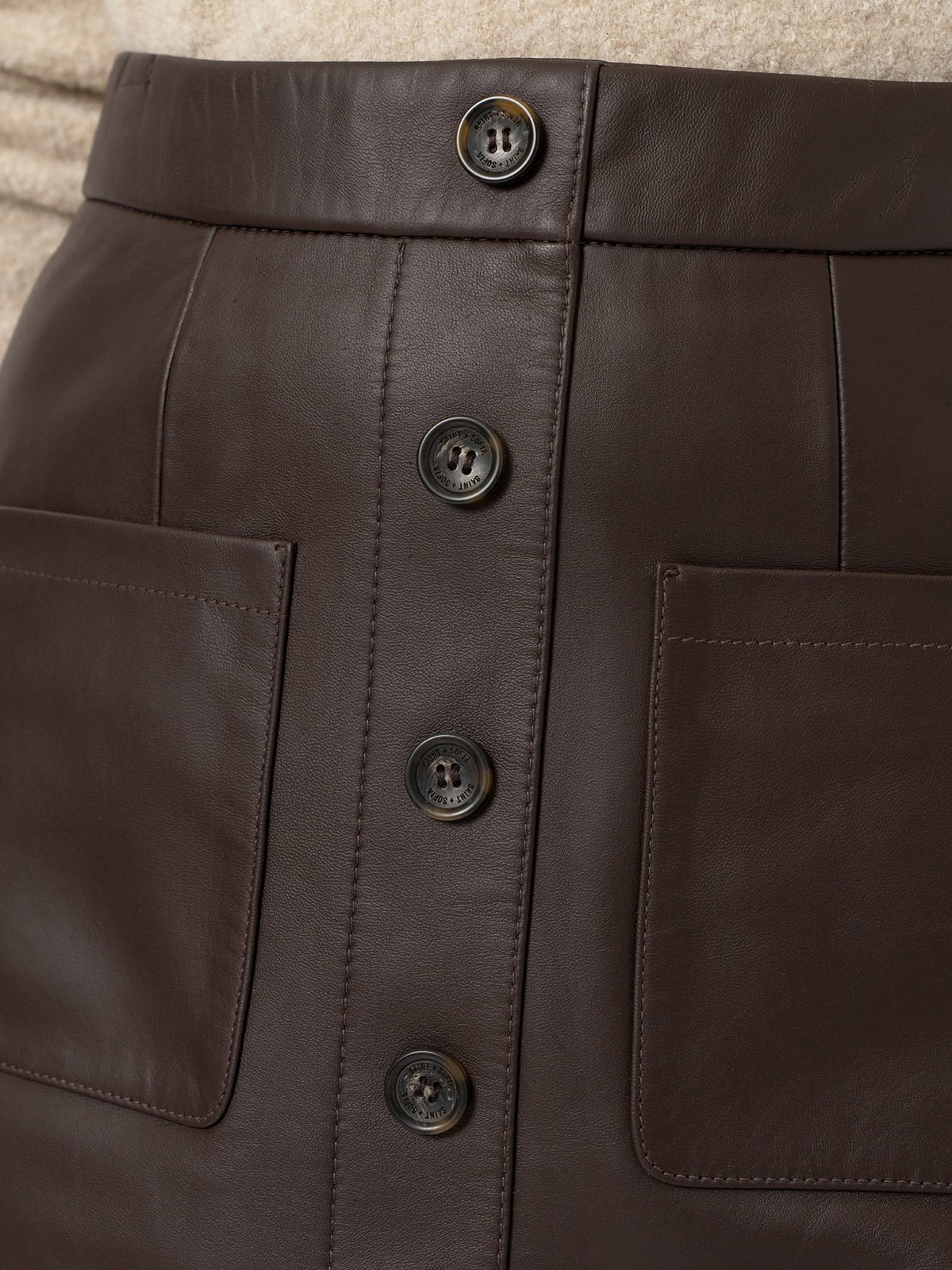 Luther Mini Skirt - Chocolate Leather