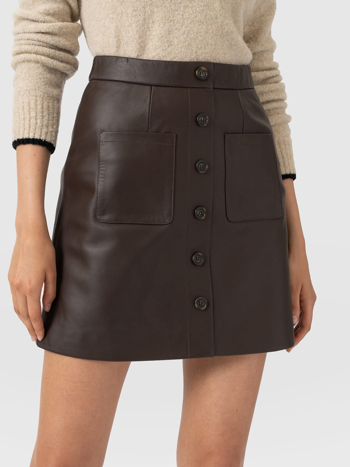 Luther Mini Skirt - Chocolate Leather