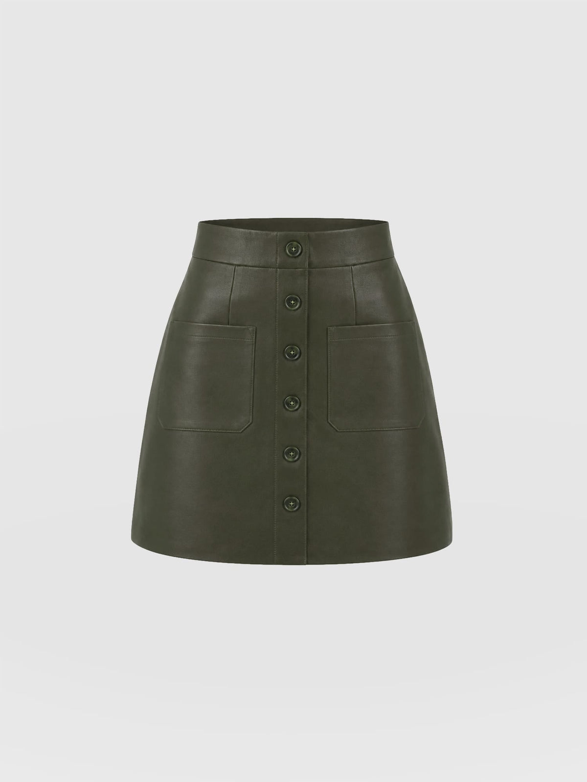 Luther Mini Skirt - Khaki Leather