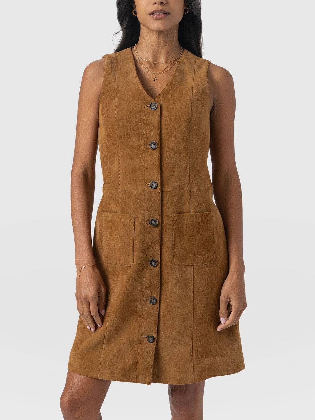 Luther Suede Mini Dress - Camel