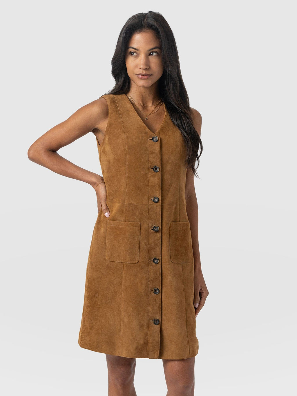 Luther Suede Mini Dress - Camel