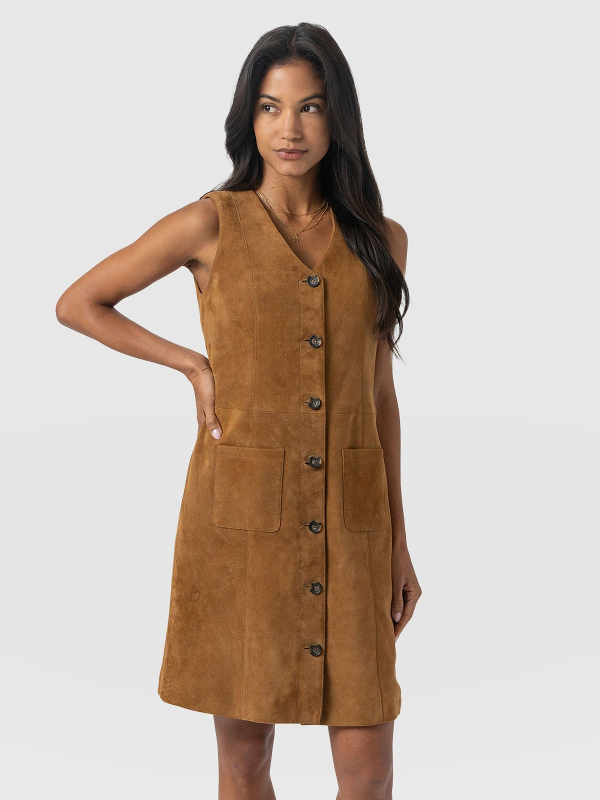Luther Suede Mini Dress - Camel