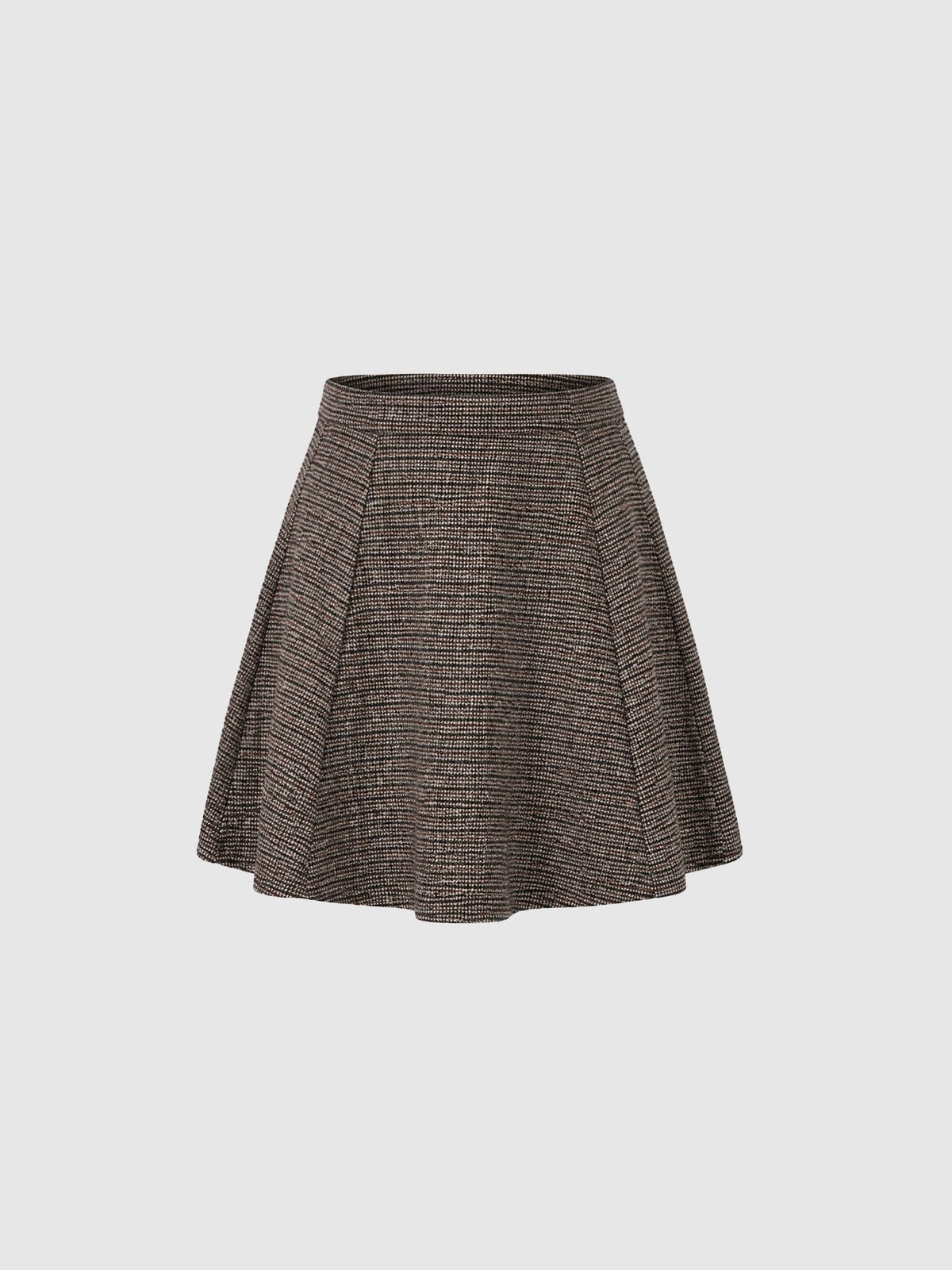 Macie Mini Skirt - Beige/Burgundy Check