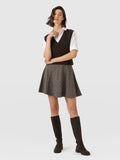 Macie Mini Skirt - Beige/Burgundy Check