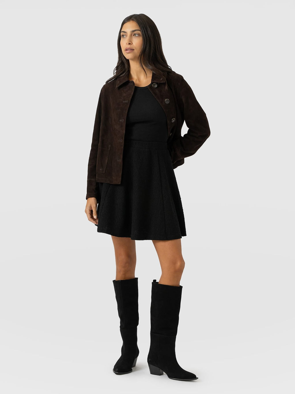 Macie Mini Skirt - Black Boucle