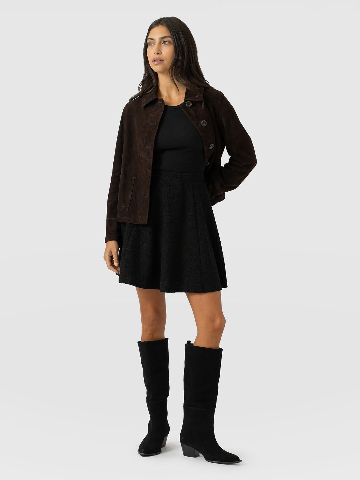 Macie Mini Skirt - Black Boucle