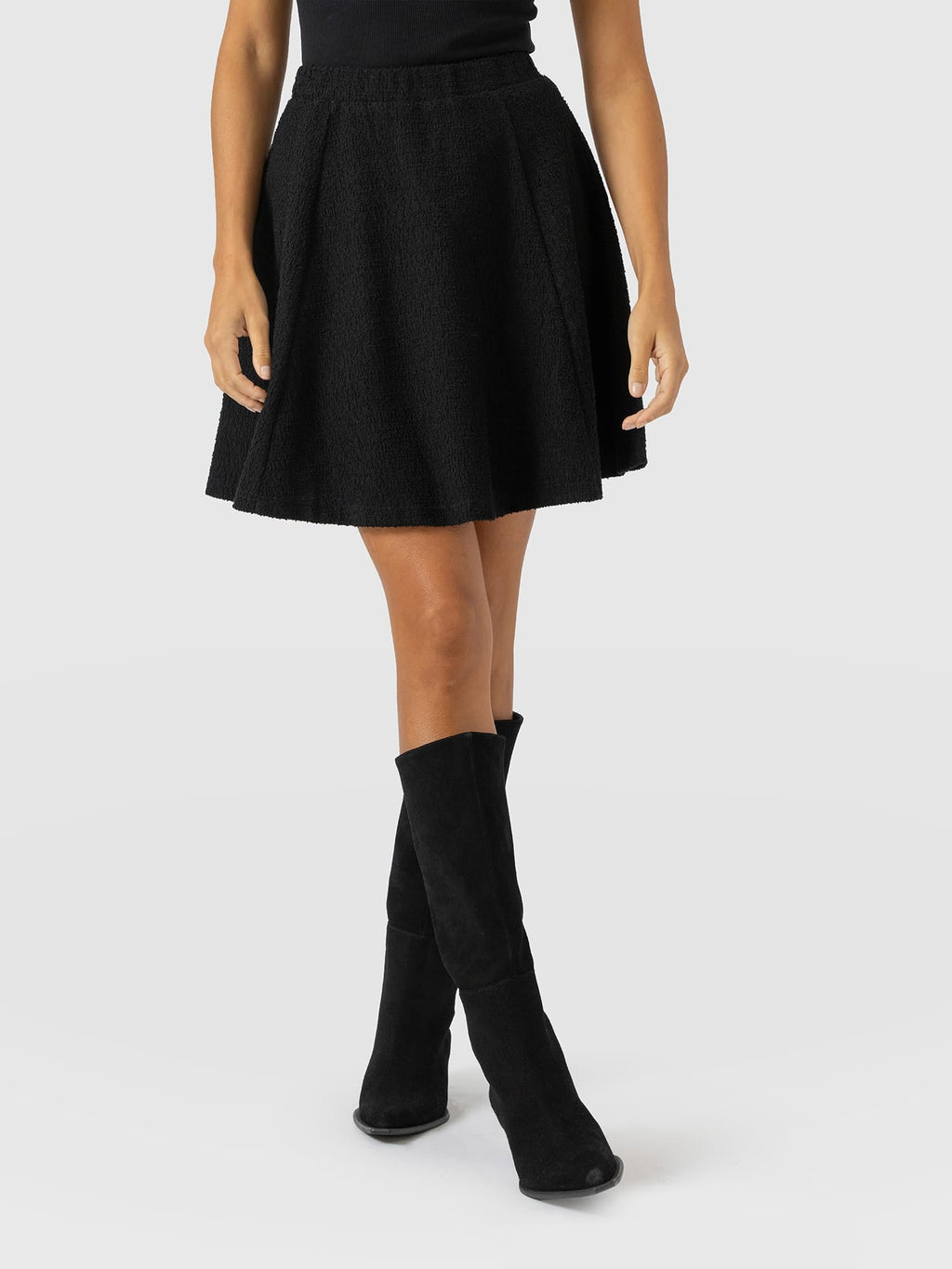 Macie Mini Skirt - Black Boucle