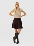 Macie Mini Skirt - Burgundy Mini Houndstooth