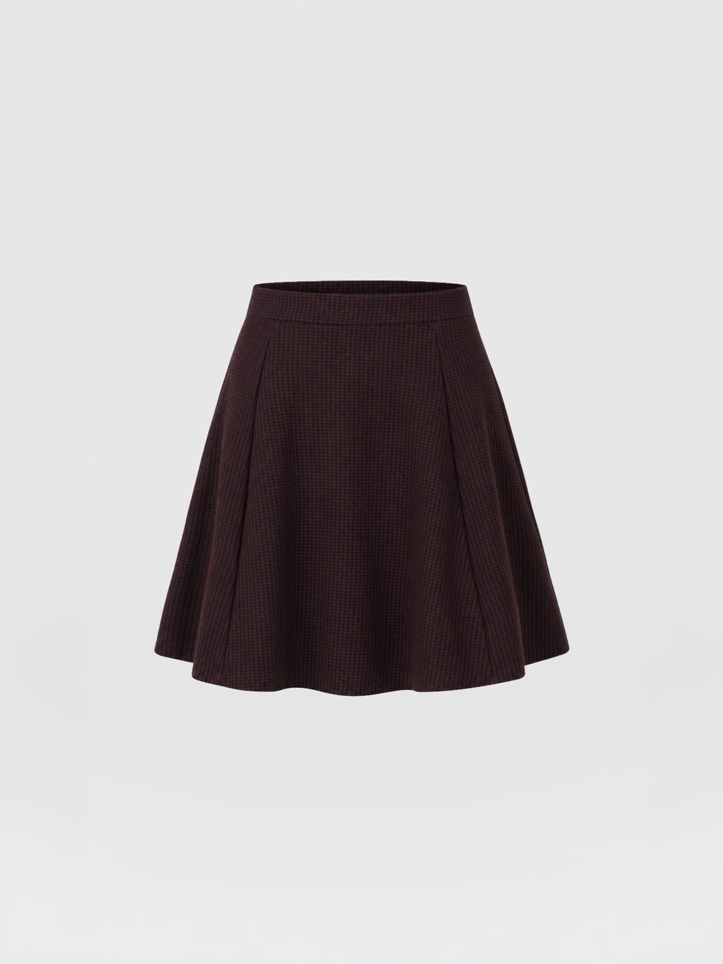 Macie Mini Skirt - Burgundy Mini Houndstooth