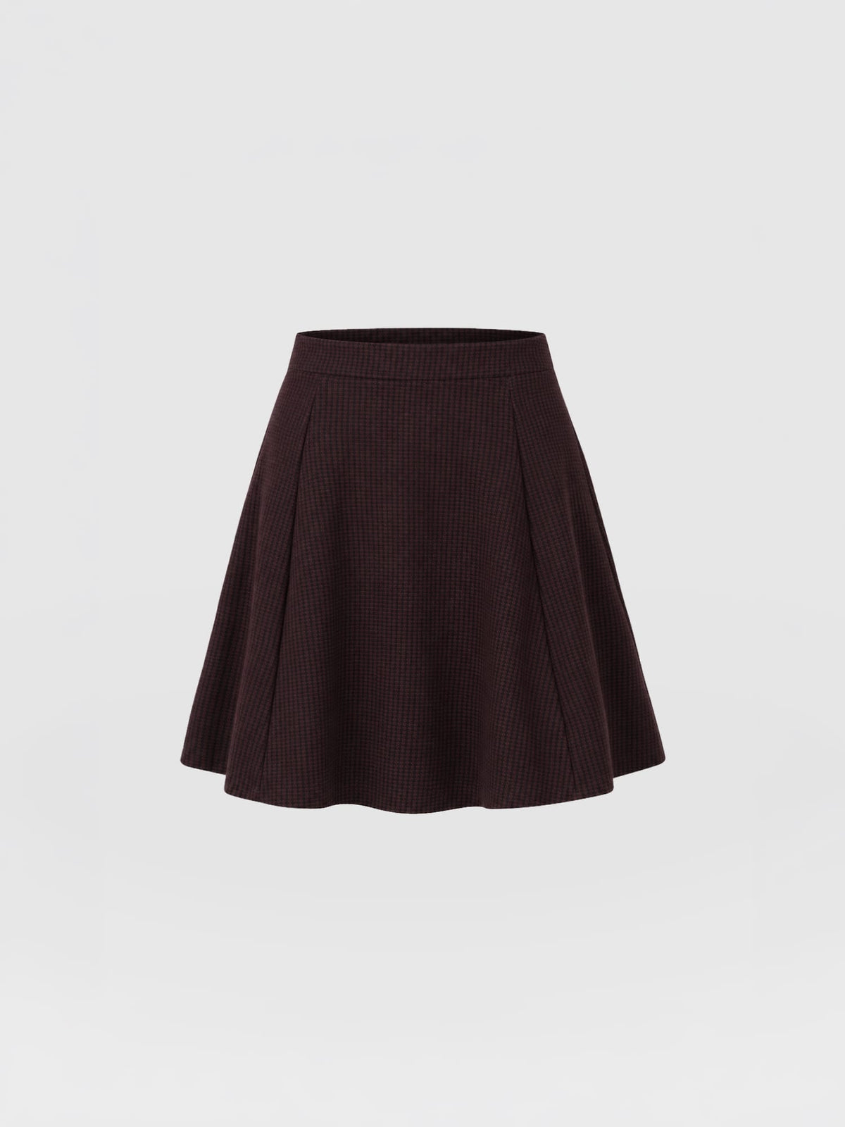 Macie Mini Skirt - Burgundy Mini Houndstooth