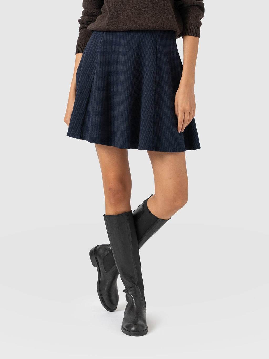 Macie Mini Skirt - Navy Mini Houndstooth