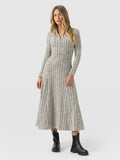 Macie Zip Up Dress - Cream Boucle