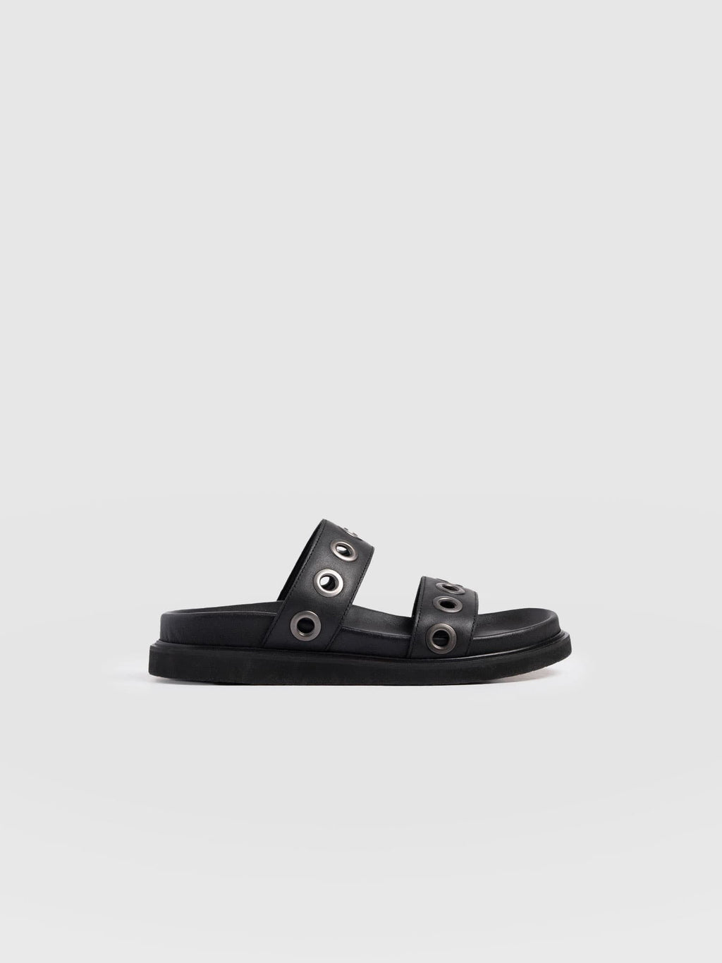 Madison Eyelet Slides - Black