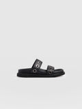 Madison Eyelet Slides - Black