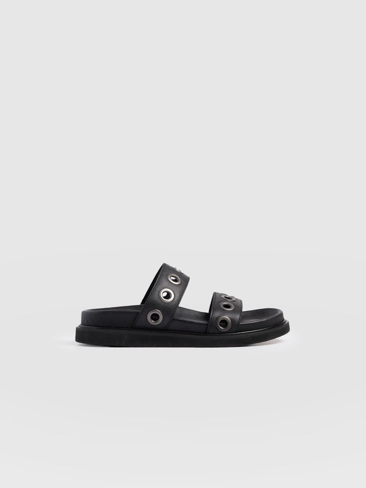 Madison Eyelet Slides - Black
