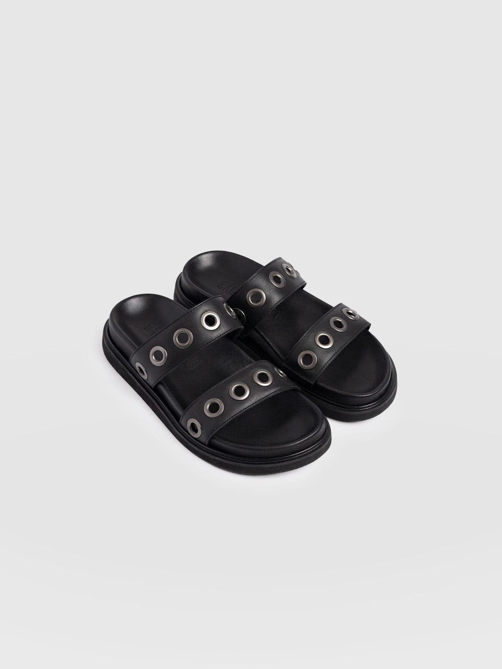 Madison Eyelet Slides - Black