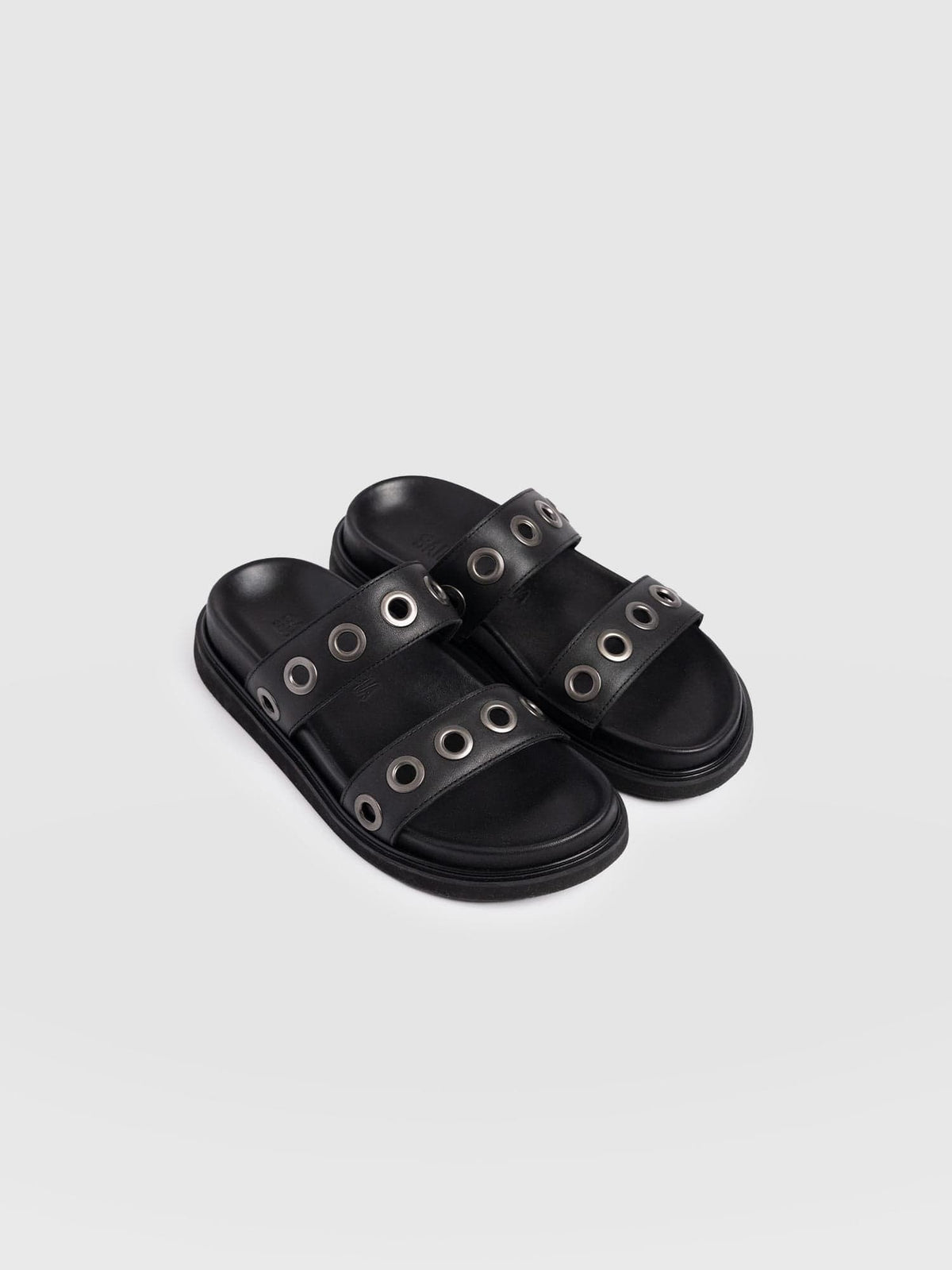 Madison Eyelet Slides - Black