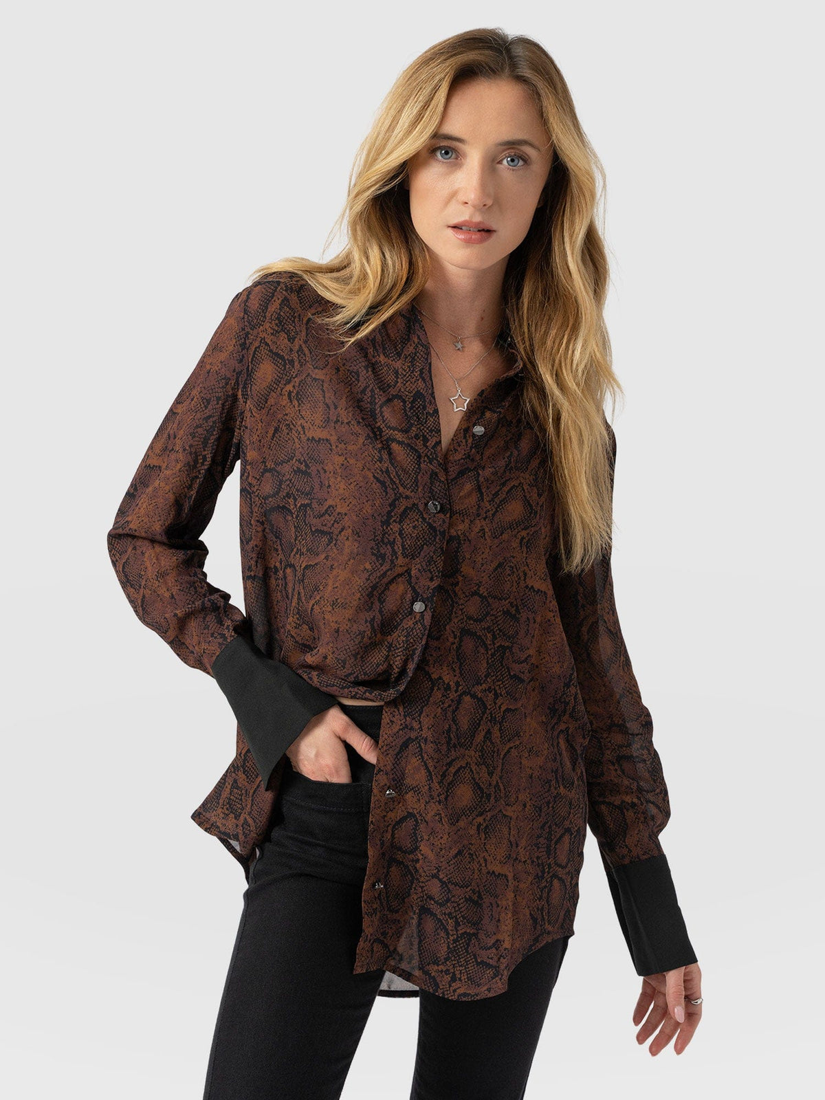 Madison Shirt - Brown Snake