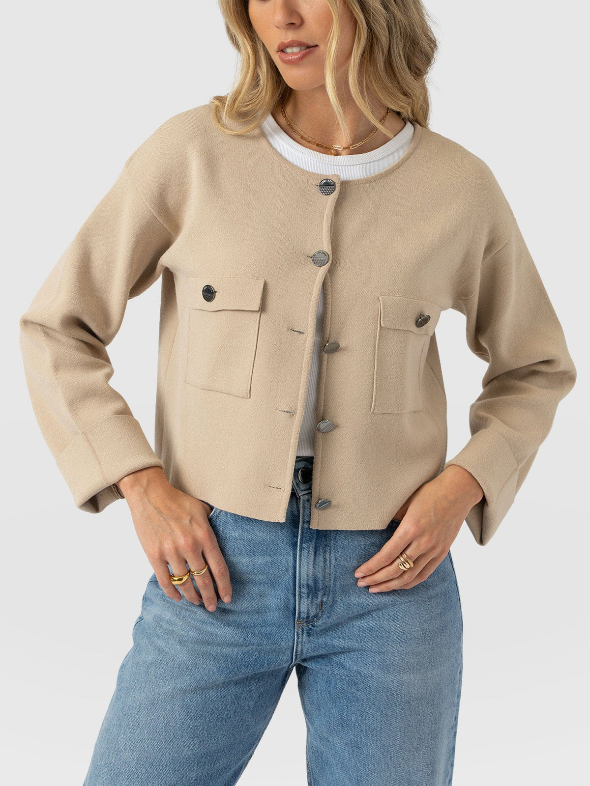 Maeva Knit Jacket - Cream