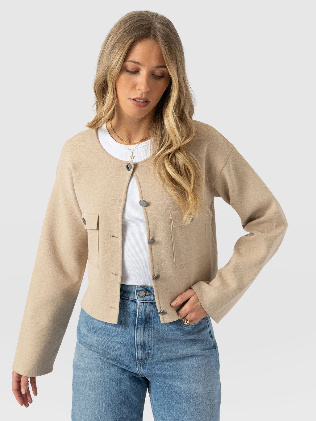 Maeva Knit Jacket - Cream
