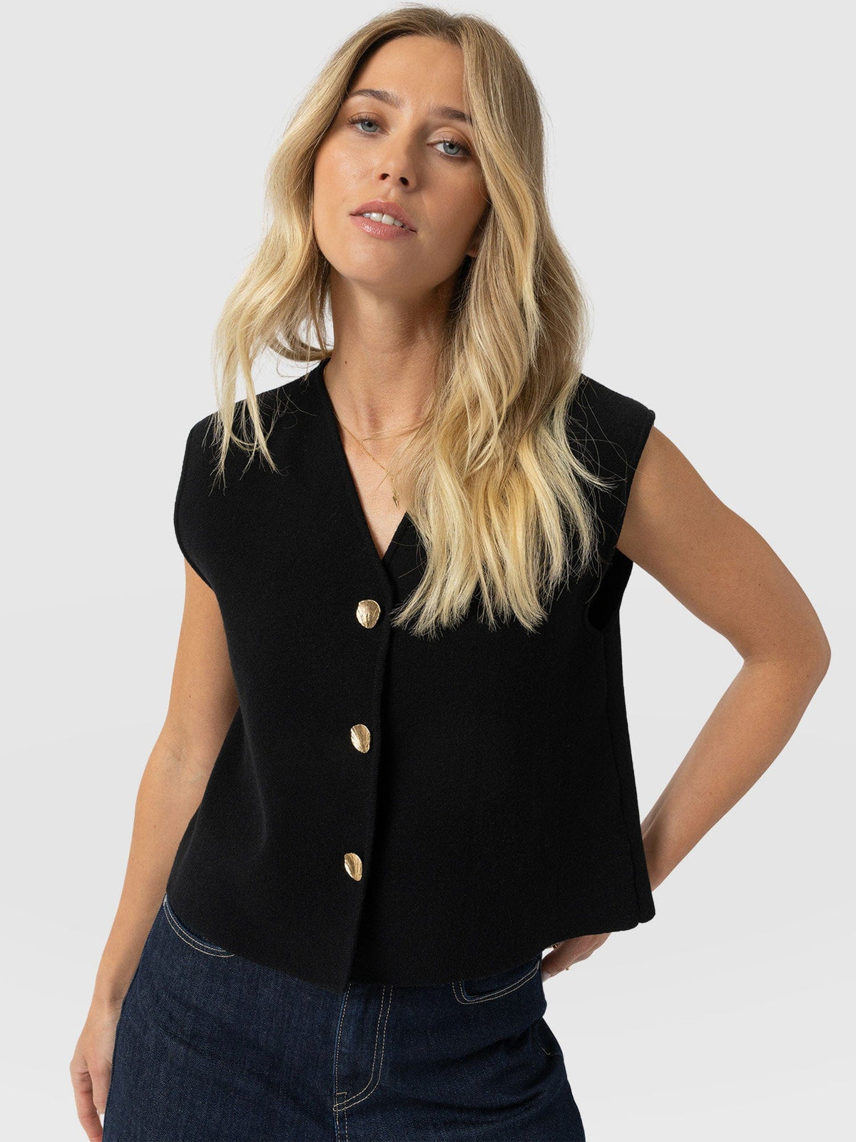 Maeva Knit Waistcoat - Black