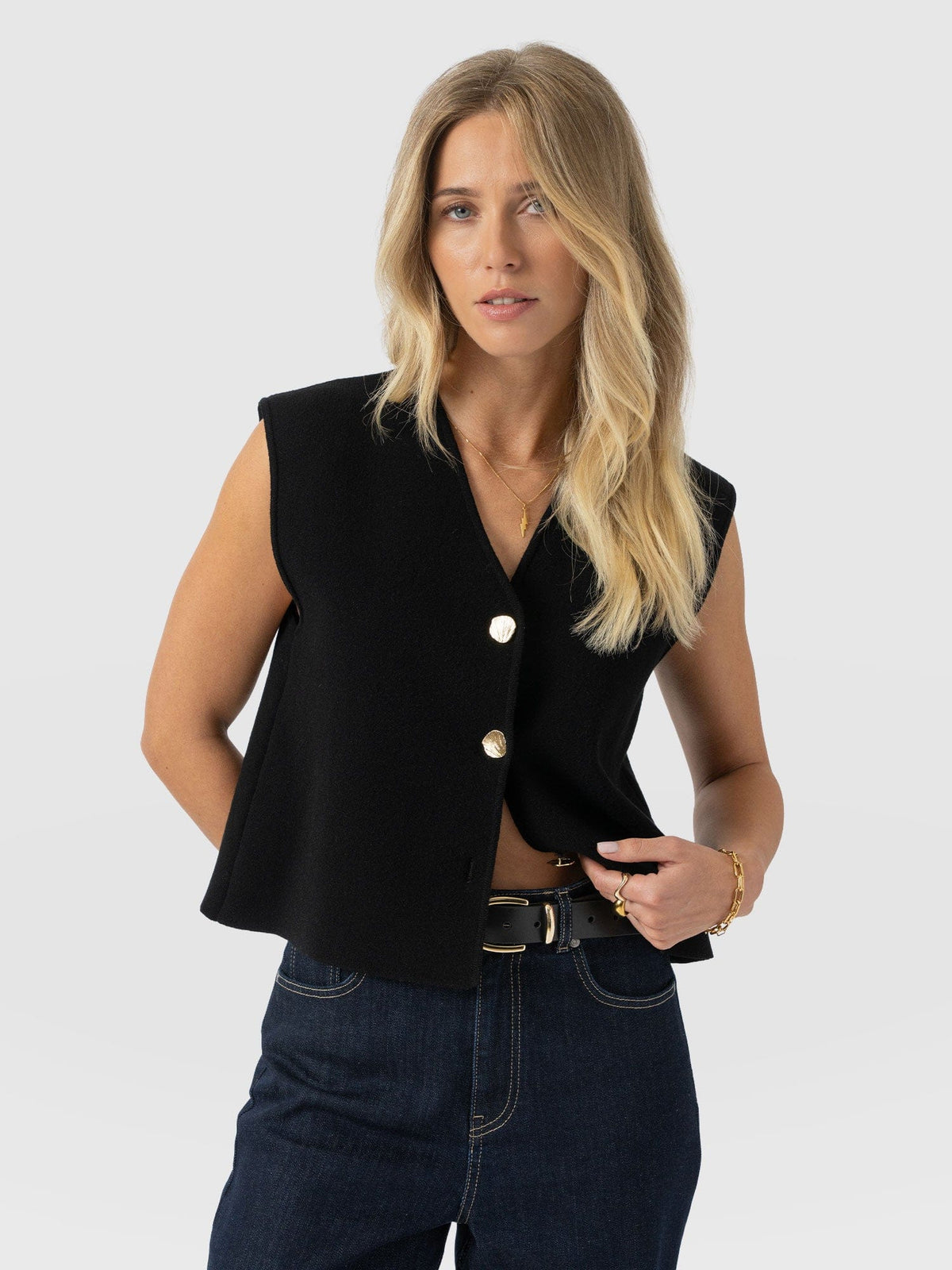 Maeva Knit Waistcoat - Black